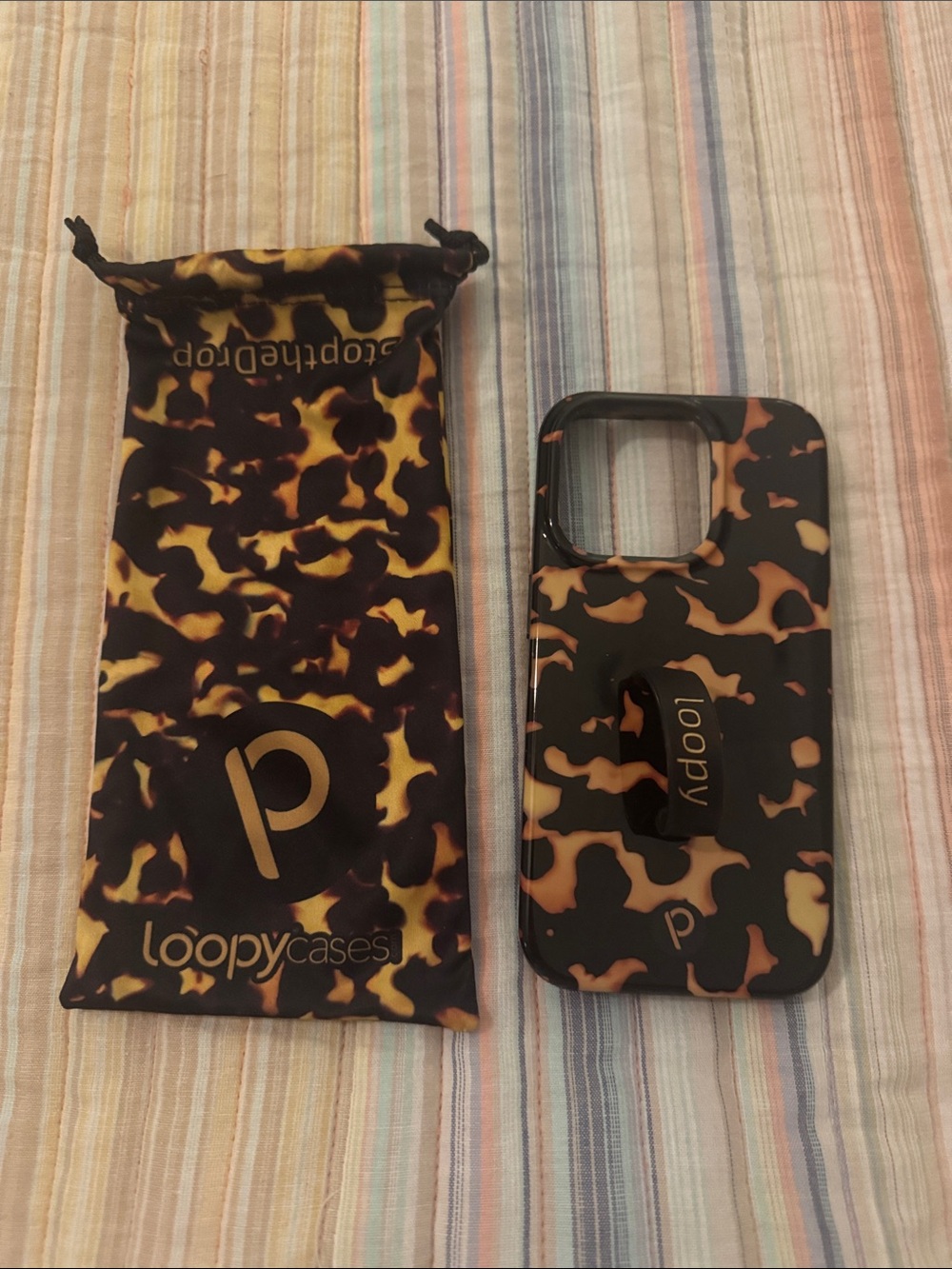 Loopy Case Tortoiseshell Pattern Phone Case with Loop Grip Apple iPhone 15 Pro